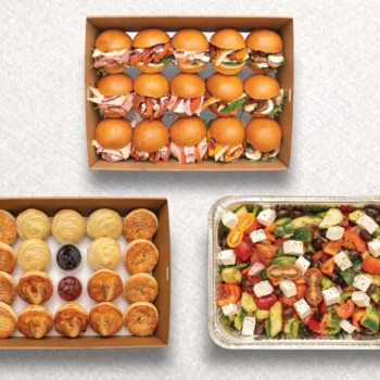 Mini Milk Buns, Mini Pies, Greek Salad