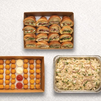 Savoury Croissant Sandwiches, Mini Arancini, Chicken Creamy Pasta