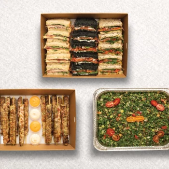 Sourdough, Chicken Skewers, Tabouli Lentil Salad