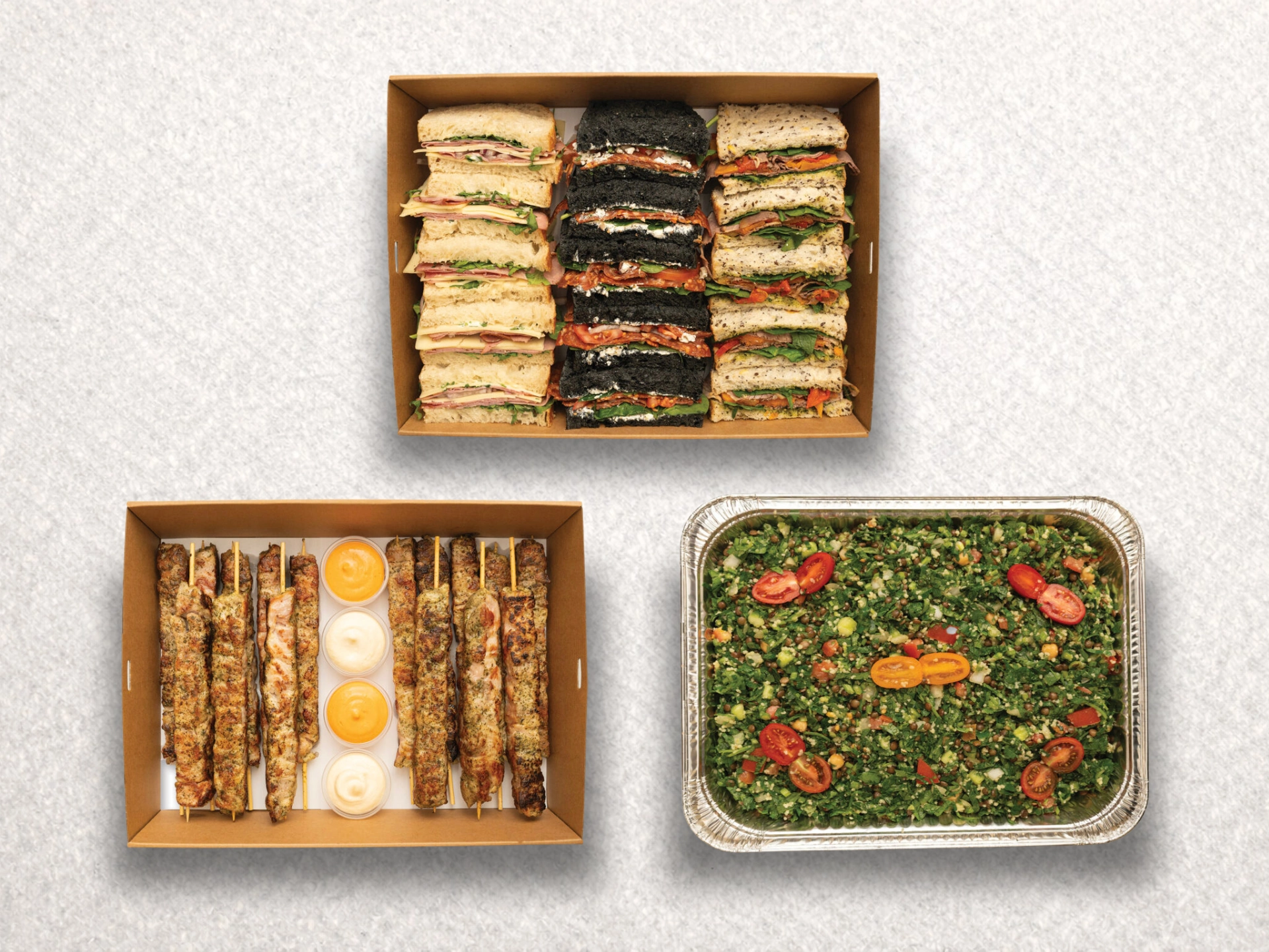 Sourdough, Chicken Skewers, Tabouli Lentil Salad Sourdough, Chicken Skewers, Tabouli Lentil Salad