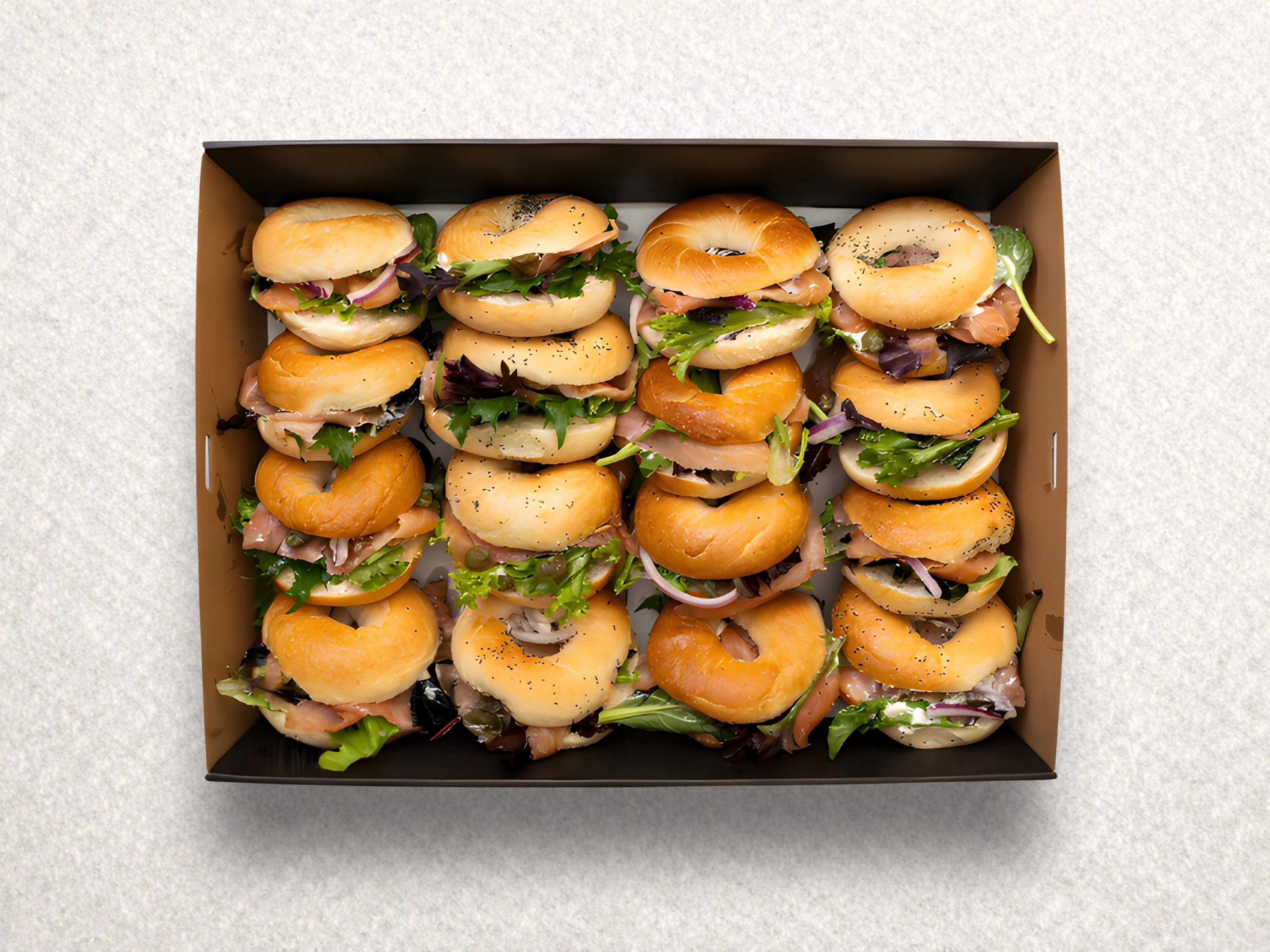 Mini Smoked Salmon Bagels (3) Mini Smoked Salmon Bagels (3)