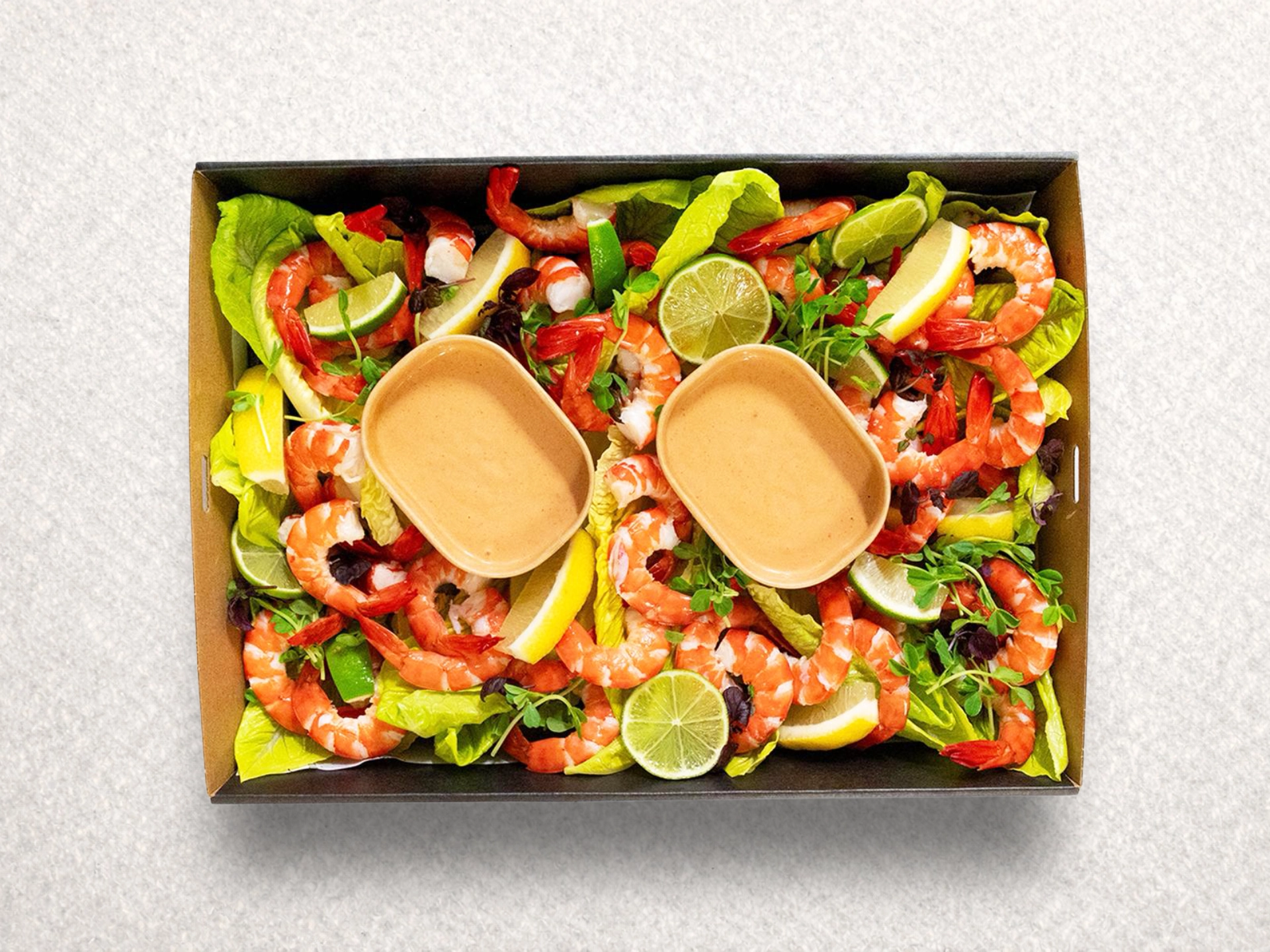 Peeled tiger prawn with homemade spicy sea food dipping sauce Peeled tiger prawn with homemade spicy sea food dipping sauce