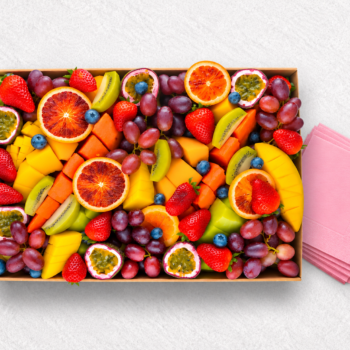 fruit platter pink serviettes
